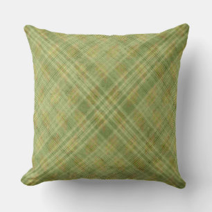COUSSIN MOTIF À CARREAUX AUX TEINTES DE VERT ET D'ORANGE
