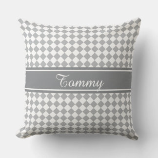 Coussin Motif à carreaux avec couleur personnalisée et nom