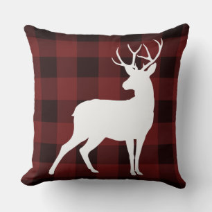 Coussin Motif à carreaux Buffalo Buck blanc Noël rustique