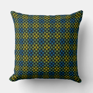 Coussin Motif à carreaux écossais bleu jaune vert