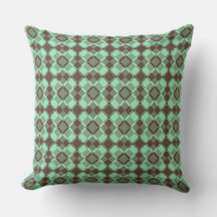 Coussin Motif à carreaux et argyle marron sarcelle