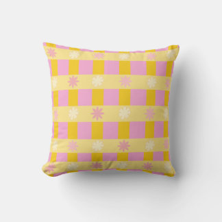 Coussin Motif à carreaux floraux colorés rétro