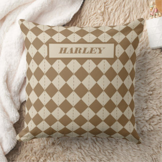 Coussin Motif à carreaux marron vintage