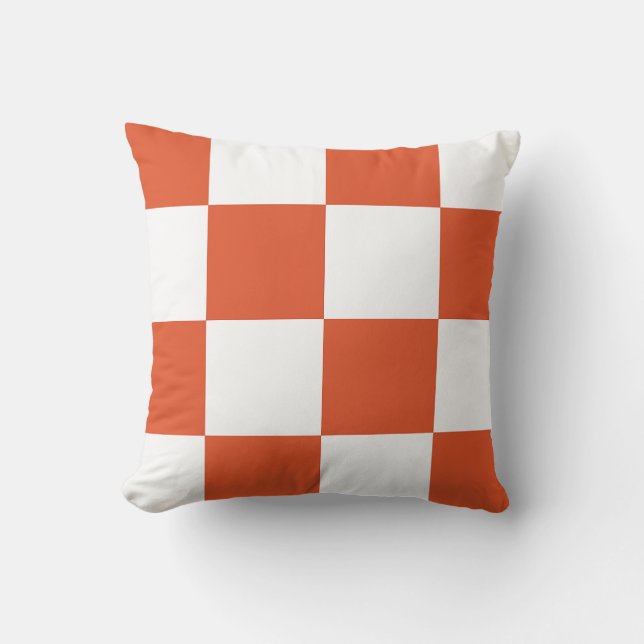 Coussin Motif à carreaux orange et blanc (Recto)