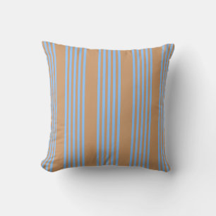 Coussin Motif à cinq bandes bleu et brun