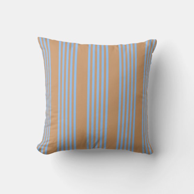 Coussin Motif à cinq bandes bleu et brun (Recto)