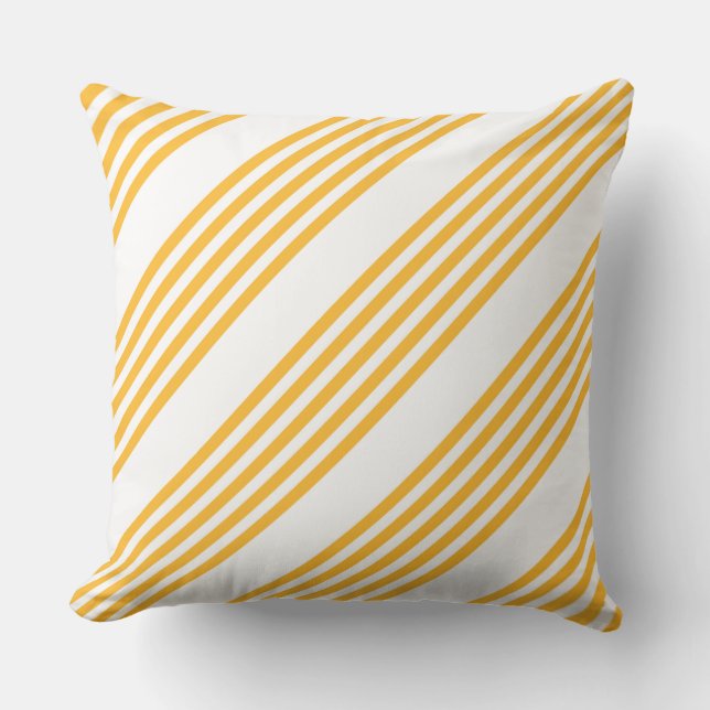 Coussin Motif à cinq bandes jaune et blanc ensoleillé (Recto)