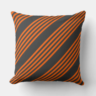 Coussin Motif à cinq bandes orange et charbon de bois