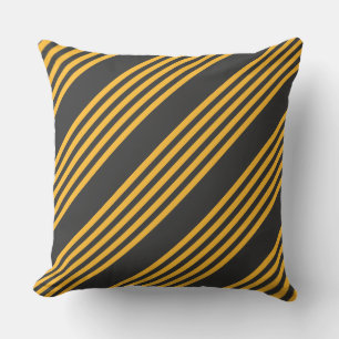 Coussin Motif à cinq bandes Sunny jaune et charbon de bois