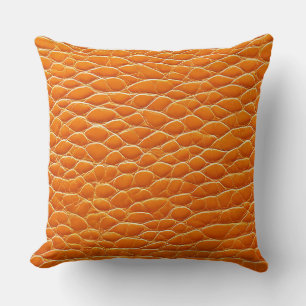 Coussin Motif à effet de cuir orange