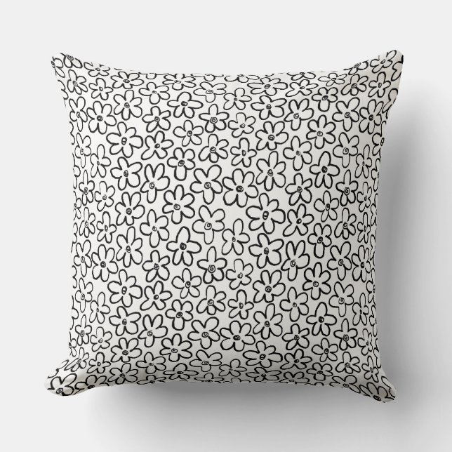 Coussin Motif à fleurs 080821 - Pilule à lancer noir et bl (Recto)