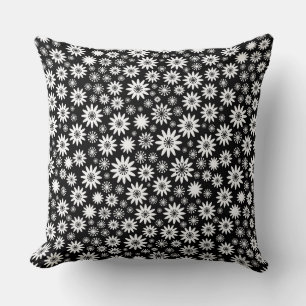 Coussin Motif à fleurs - blanc et noir