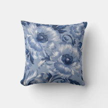 Motif à fleurs bleu et argent