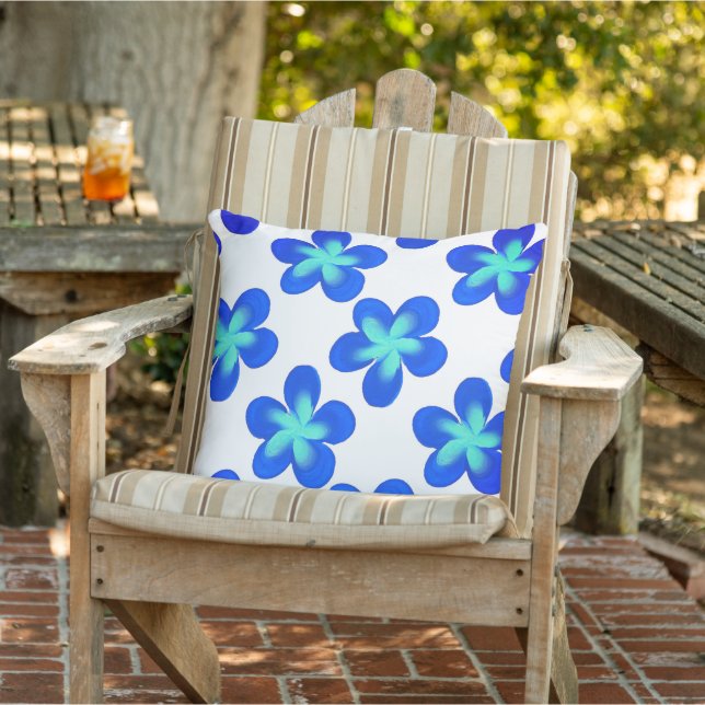 Coussin Motif à fleurs bleu turquoise (Chaise)