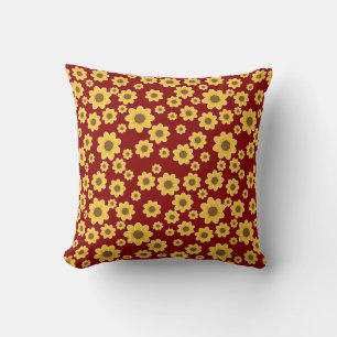Coussin Motif à fleurs jaunes   Motif de marguerite jaune