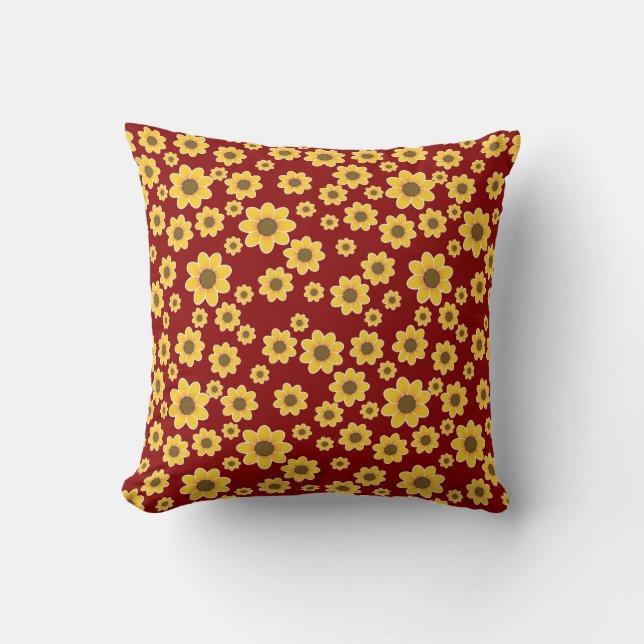 Coussin Motif à fleurs jaunes | Motif de marguerite jaune (Recto)