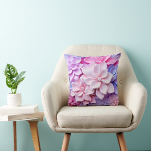 Coussin motif à fleurs Pastel 3D