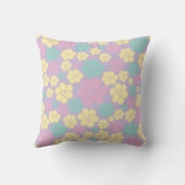 Coussin Motif à fleurs - rose, jaune, violet et vert (Verso)