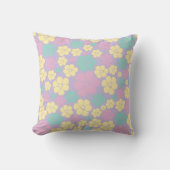 Coussin Motif à fleurs - rose, jaune, violet et vert (Recto)