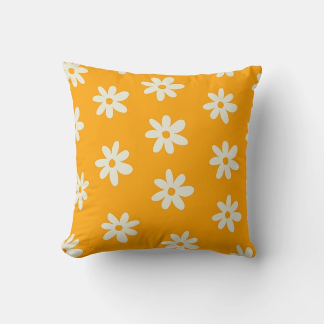 Coussin Motif à fleurs Yellow White Retro (Recto)