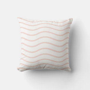 Coussin Motif à lignes ondulées blanc et rose pastel