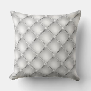 Coussin Motif à losanges capitonné blanc de luxe