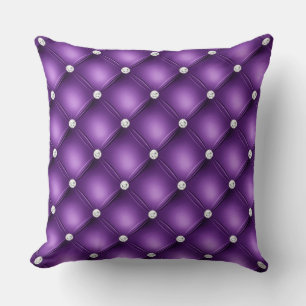 Coussin Motif à losanges capitonné diamant pourpre de luxe