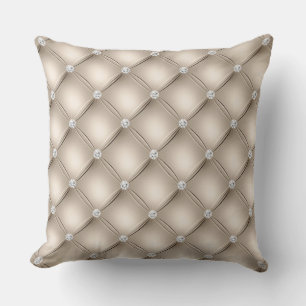 Coussin Motif à losanges capitonnés Champagne Luxe