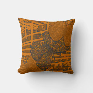 Coussin Motif à papillons Abstraits orange et gris