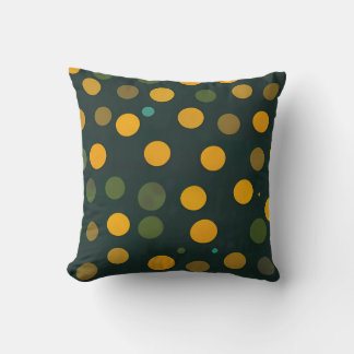 Coussin Motif à points de polka jaune et vert rétro