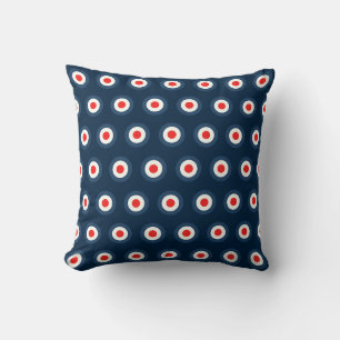 Coussin Motif à points Polka - bleu rouge blanc