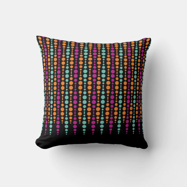 Coussin Motif à points verticaux violet, sarcelle et orang (Recto)