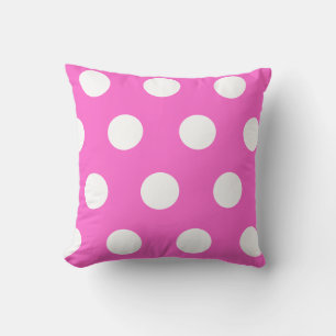 Coussin Motif à pois blanc rose vif