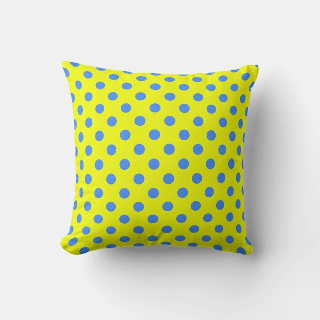Coussin Motif à pois bleus sur fond jaune (Recto)