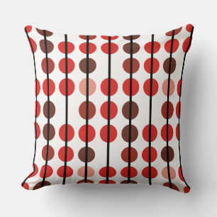 Coussin Motif à pois et rayures rouge et marron