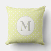 Coussin Motif à pois jaune pastel avec monogramme (Recto)