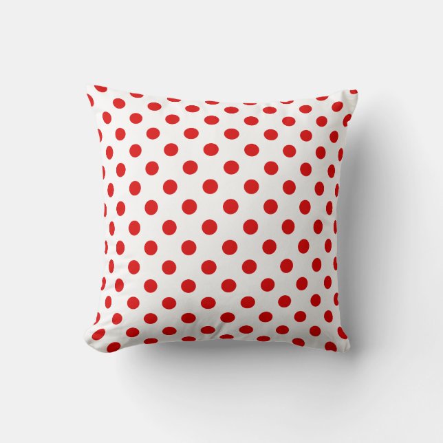Coussin Motif à pois rouges sur fond blanc (Recto)