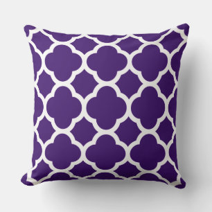 Coussin Motif à quatre feuilles gras violet et blanc