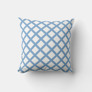 Coussin Motif à rayures diamantées arlequin bleu blanc