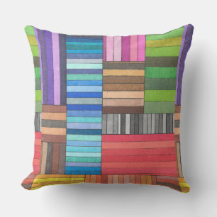 Coussin Motif à rayures géométriques colorées dans Rainbow