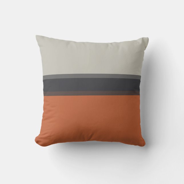 Coussin Motif à rayures gris argent rouge orange moderne (Recto)