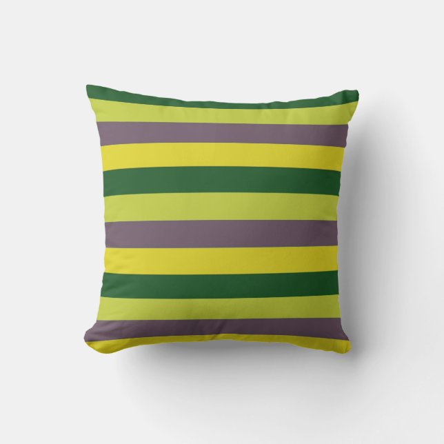Coussin Motif à rayures tendance violet et vert (Recto)