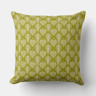 Coussin motif à rayures verticales olive avec coeur et arr