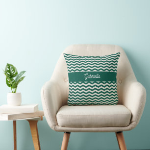 Coussin Motif à rayures zig zag Chevron vert sarcelle
