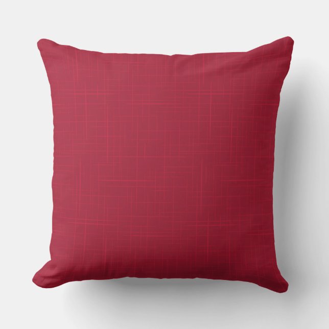Coussin motif à texture solide rouge avec traits (Recto)