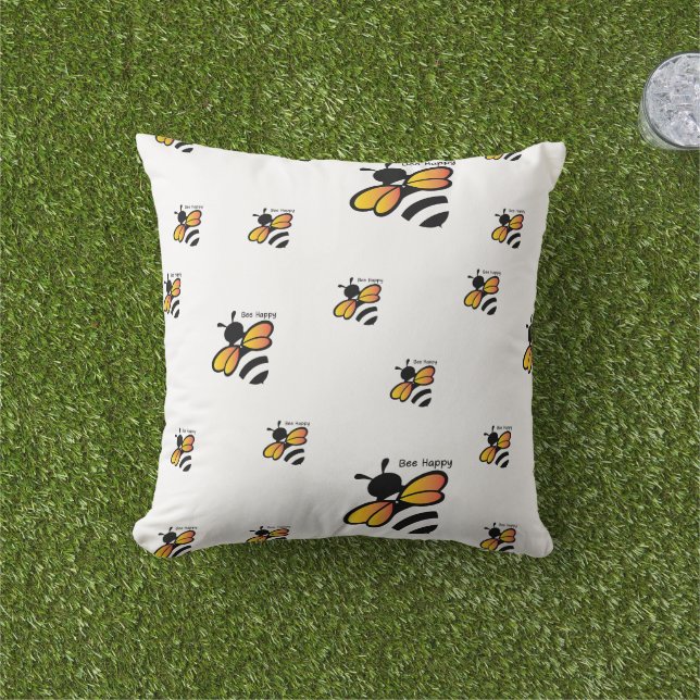 Coussin motif abeille   (Herbe)