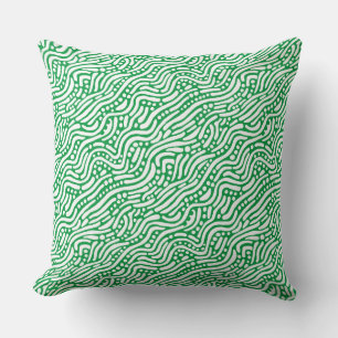 Coussin Motif Abstrait 110523 - Blanc sur Kelly Green