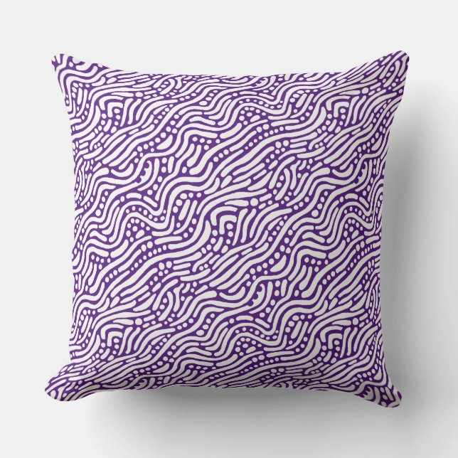 Coussin Motif Abstrait 110523 - Blanc sur Royal Purple (Recto)