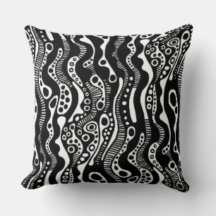 Coussin Motif Abstrait 130621 - Noir sur blanc