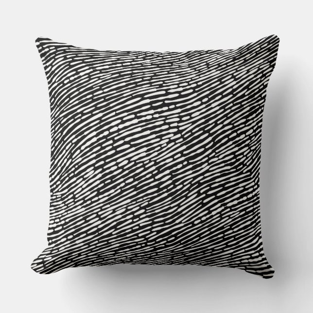 Coussin Motif Abstrait 140523 - Blanc sur noir (Recto)